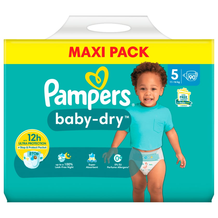 Pampers Baby-Dry Windeln Gr.5 11-16kg Maxi Pack 90 Stück